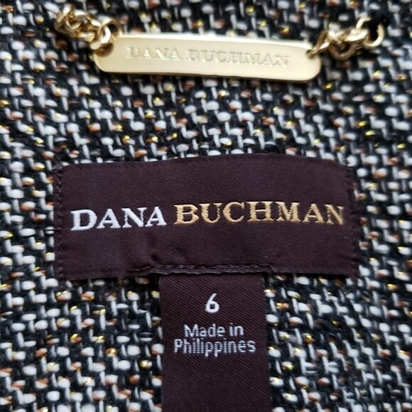 Dana Buchman Rhinestone Brown & Gray Tweed Open-Front Blazer/Jacket- Size 6 - Picture 4 of 4